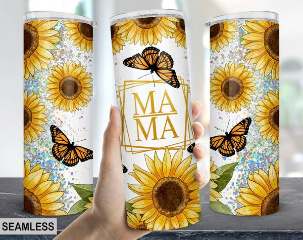 Butterfly sunflowers 20 oz tumbler