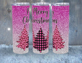 Pink merry Christmas 20 oz tumbler