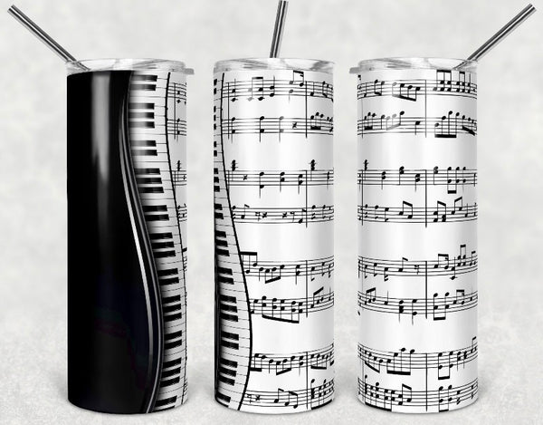 Piano music notes 20 oz tumbler