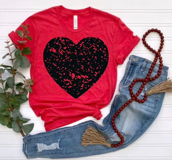 Black distressed heart shirt