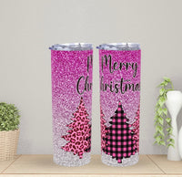 Pink merry Christmas 20 oz tumbler