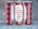 Pink plaid Christmas 20 oz tumbler