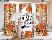 Plaid & pumpkin 20 oz tumbler