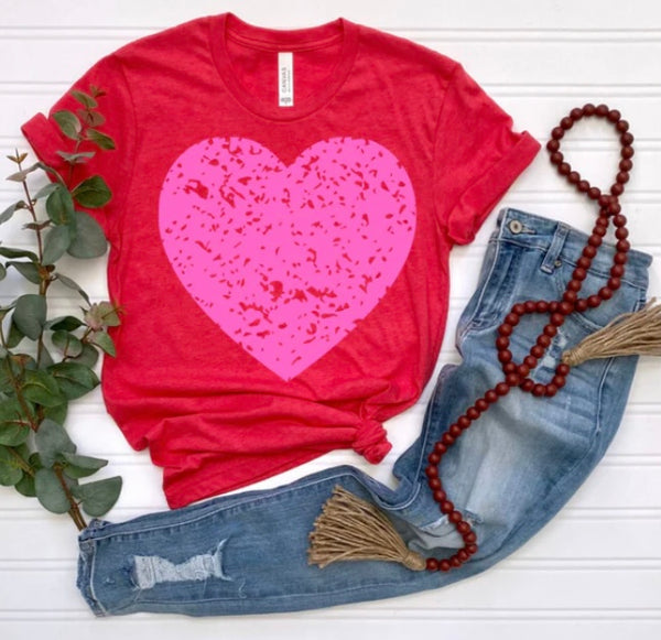 Pink distressed heart shirt