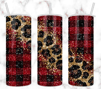 Leopard plaid tumbler