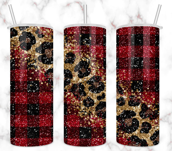 Plaid leopard tumbler