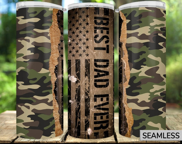 Best dad ever camo 20 oz tumbler