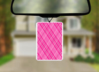 Pink plaid car air freshener