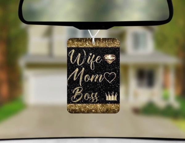 Wife Mom Boss car air freshener