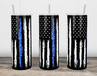 Back the blue flag tumbler