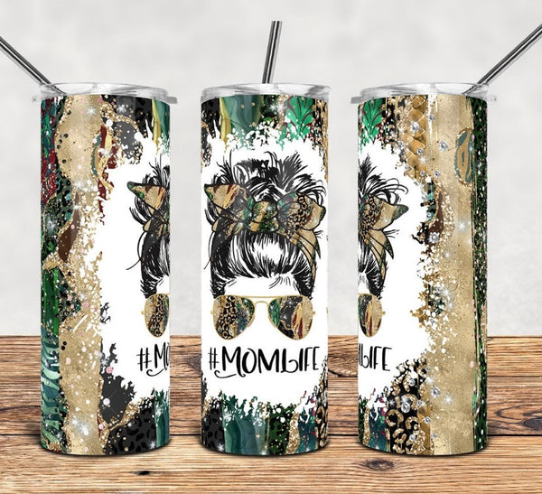 Green golden mom life 20 oz tumbler